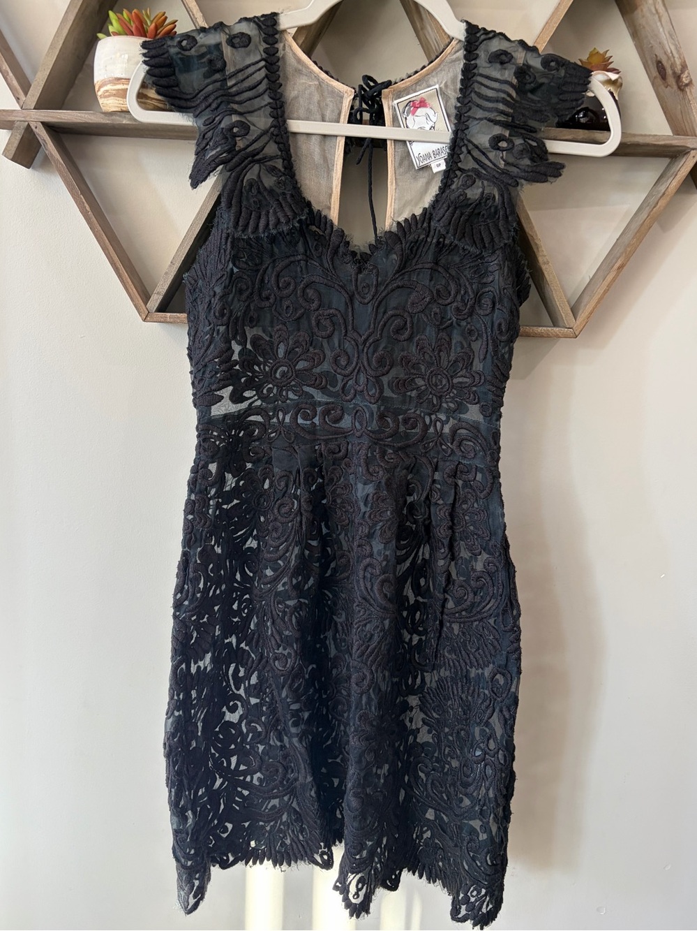 Yoana Baraschi Black Lace sheer dress. Size 0 Petite.